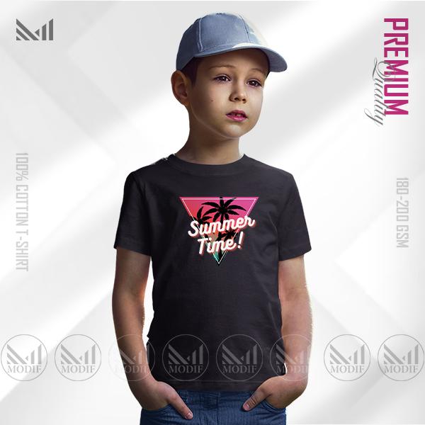Summer Time Kids Graphic T-Shirt – Vibrant Summer Print | Premium Cotton | Unisex Round Neck | Short Sleeve | Lightweight Casual Wear for Boys & Girls