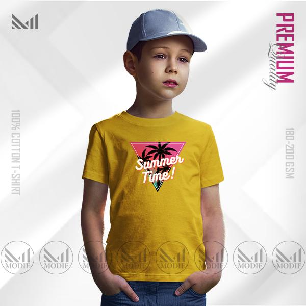 Summer Time Kids Graphic T-Shirt – Vibrant Summer Print | Premium Cotton | Unisex Round Neck | Short Sleeve | Lightweight Casual Wear for Boys & Girls