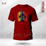 Sunset Stripes Graphic T-Shirt – Retro Gradient Design | Premium Cotton | Unisex Round Neck | Short Sleeve | Casual Summer Streetwear