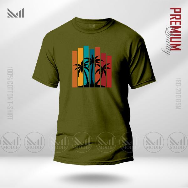 Sunset Stripes Graphic T-Shirt – Retro Gradient Design | Premium Cotton | Unisex Round Neck | Short Sleeve | Casual Summer Streetwear