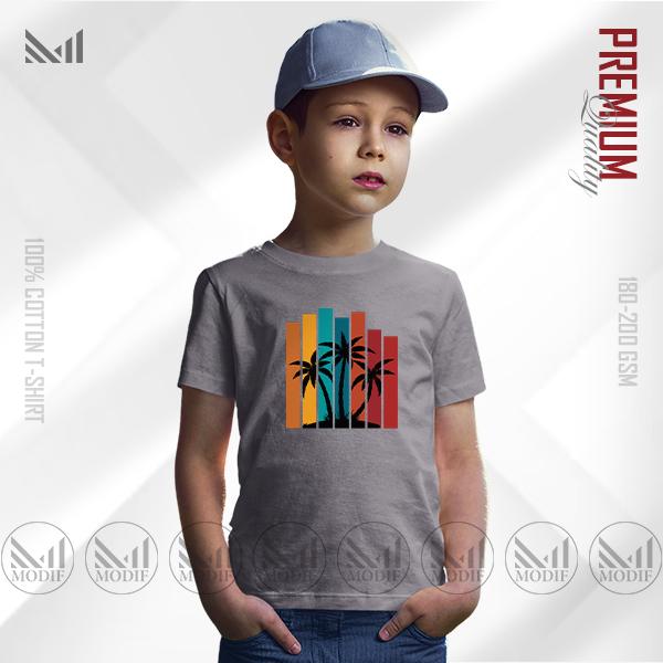 Sunset Stripes Kids Graphic T-Shirt – Colorful Gradient Design | Premium Cotton | Unisex Round Neck | Short Sleeve | Lightweight Casual Wear for Boys & Girls