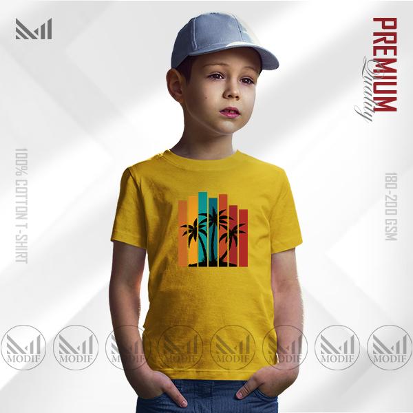 Sunset Stripes Kids Graphic T-Shirt – Colorful Gradient Design | Premium Cotton | Unisex Round Neck | Short Sleeve | Lightweight Casual Wear for Boys & Girls