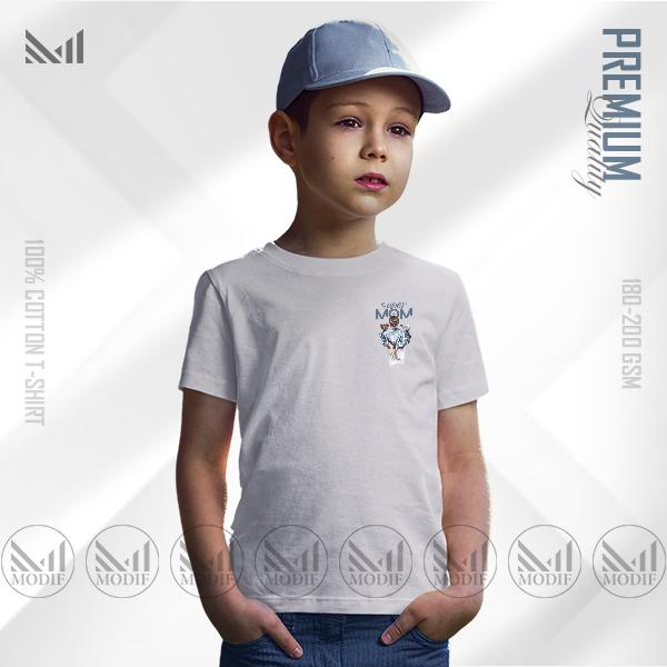 Super mom kids classic logo t shirt premium cotton unisex round neck short sleeve man women tshirt