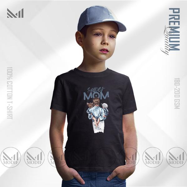 Super mom graphic kids t-shirt unisex round neck short sleeve baju tshirt boys & girls