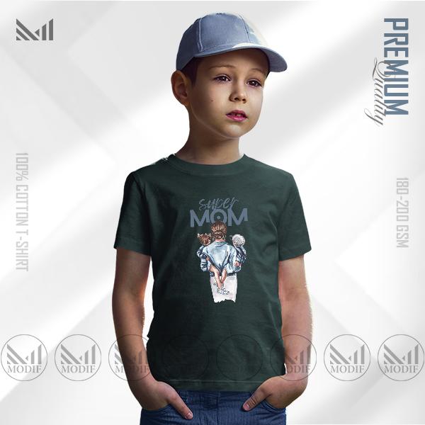 Super mom graphic kids t-shirt unisex round neck short sleeve baju tshirt boys & girls