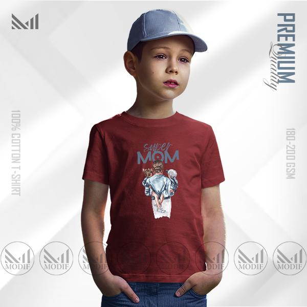Super mom graphic kids t-shirt unisex round neck short sleeve baju tshirt boys & girls