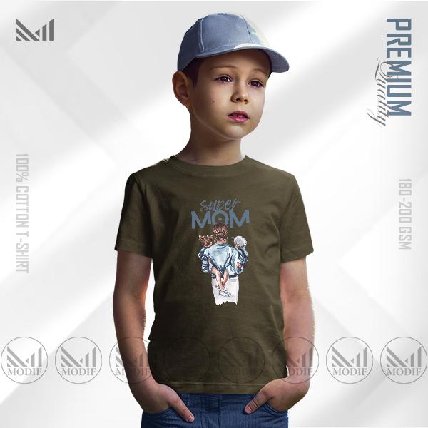 Super mom graphic kids t-shirt unisex round neck short sleeve baju tshirt boys & girls
