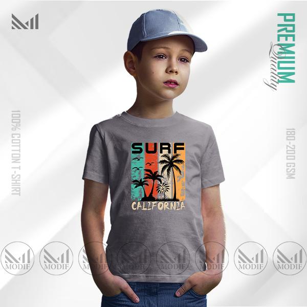 Surf Kids Graphic T-Shirt – Fun Ocean Wave Design | Premium Cotton | Unisex Round Neck | Short Sleeve | Lightweight Casual Wear for Boys & Girls