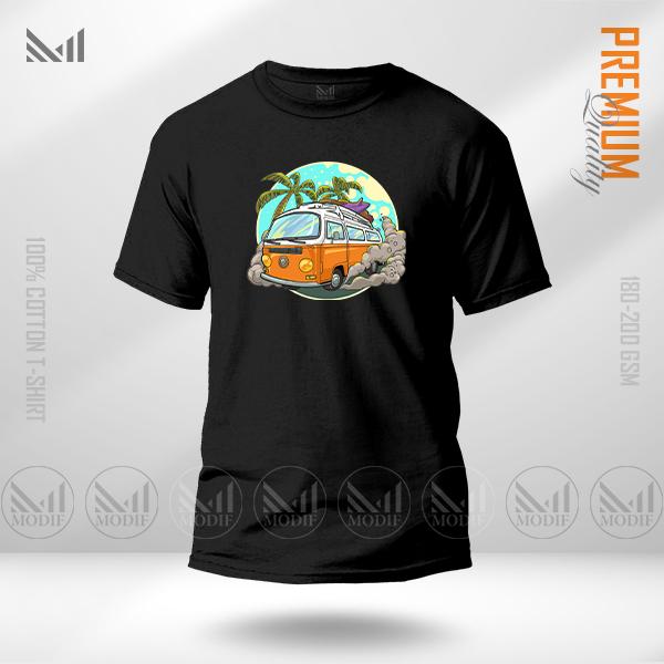 Vintage Bus Graphic T-Shirt Made With Premium Cotton Unisex Round Neck Short Sleeve