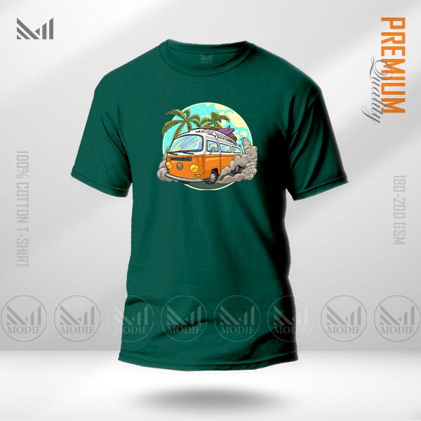 Vintage Bus Graphic T-Shirt Made With Premium Cotton Unisex Round Neck Short Sleeve