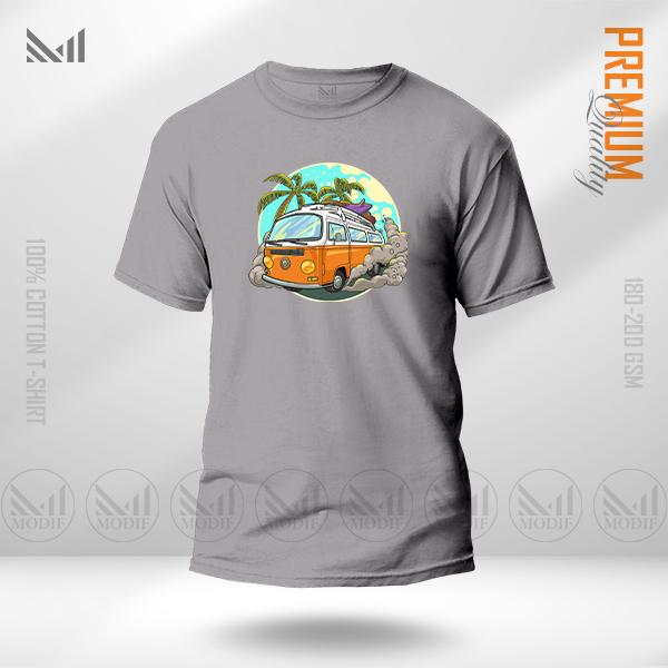 Vintage Bus Graphic T-Shirt Made With Premium Cotton Unisex Round Neck Short Sleeve