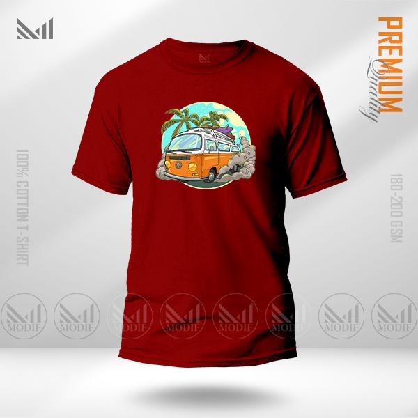Vintage Bus Graphic T-Shirt Made With Premium Cotton Unisex Round Neck Short Sleeve
