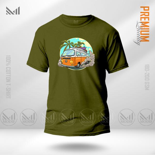 Vintage Bus Graphic T-Shirt Made With Premium Cotton Unisex Round Neck Short Sleeve