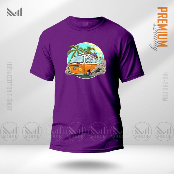 Vintage Bus Graphic T-Shirt Made With Premium Cotton Unisex Round Neck Short Sleeve