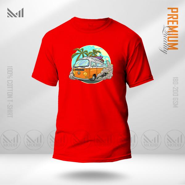 Vintage Bus Graphic T-Shirt Made With Premium Cotton Unisex Round Neck Short Sleeve