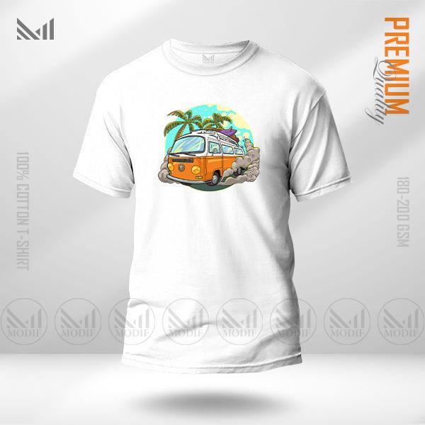Vintage Bus Graphic T-Shirt Made With Premium Cotton Unisex Round Neck Short Sleeve