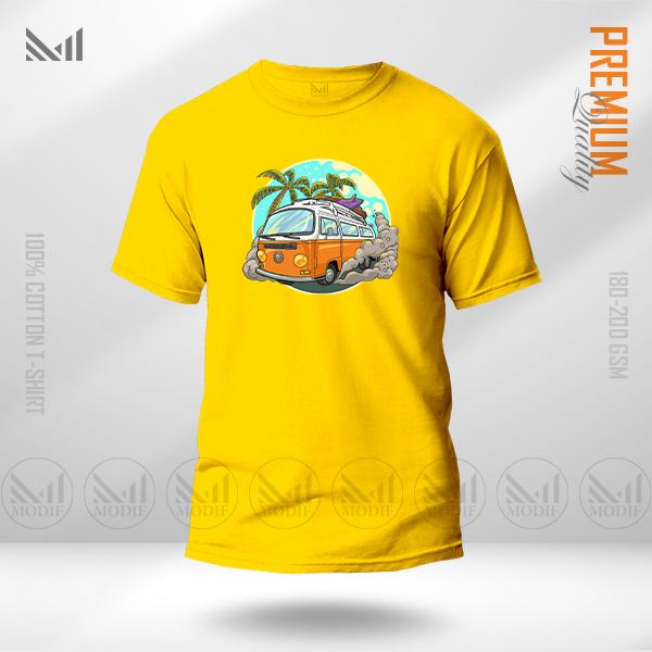 Vintage Bus Graphic T-Shirt Made With Premium Cotton Unisex Round Neck Short Sleeve