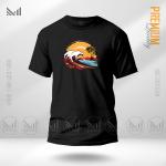 Wave Sunset Graphic T-Shirt – Vibrant Coastal Artwork Design | Premium Cotton | Unisex Round Neck | Short Sleeve