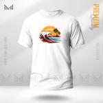 Wave Sunset Graphic T-Shirt – Vibrant Coastal Artwork Design | Premium Cotton | Unisex Round Neck | Short Sleeve